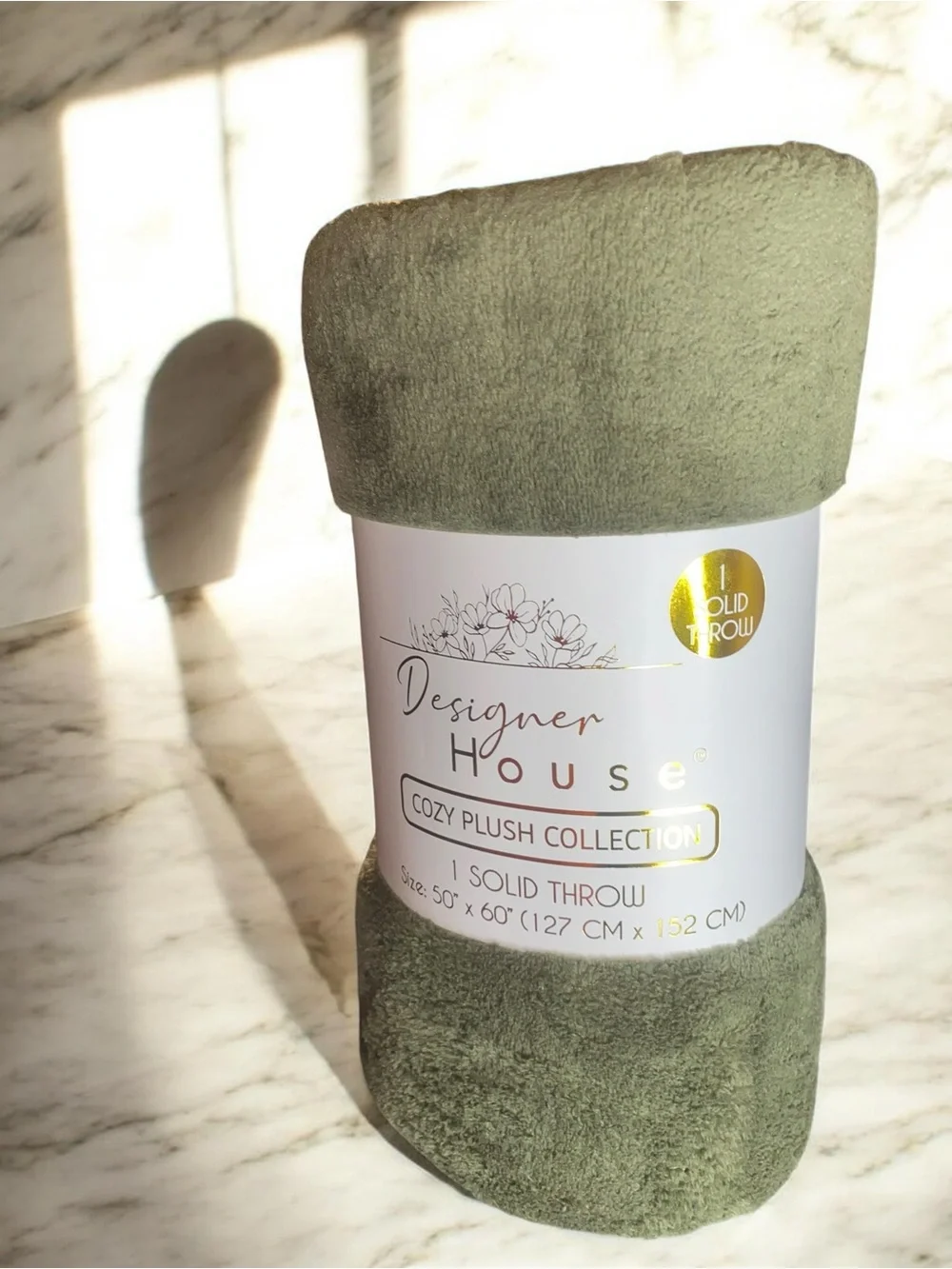 Solid Cozy Plush Throw Blanket - Olive Green